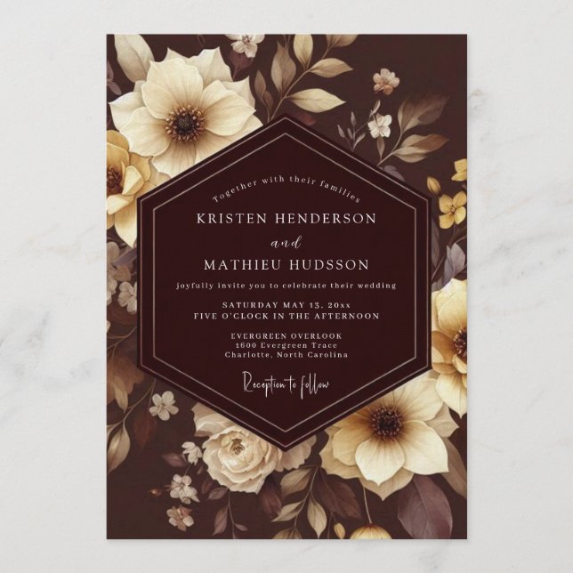Espresso Ivory Baroque Wedding Inbjudningar (Framsida)