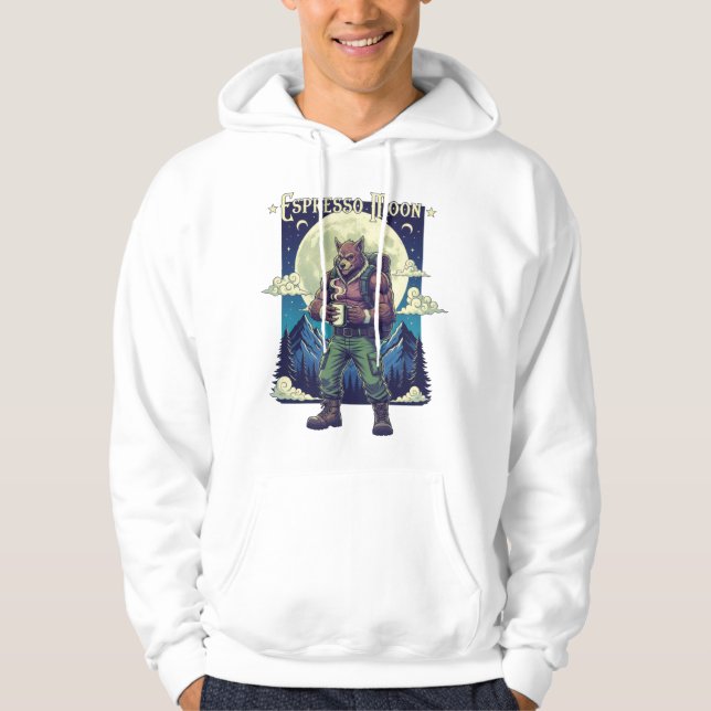 Espresso Måne varulv Coffee Camping Illustration Hoodie (Framsida)