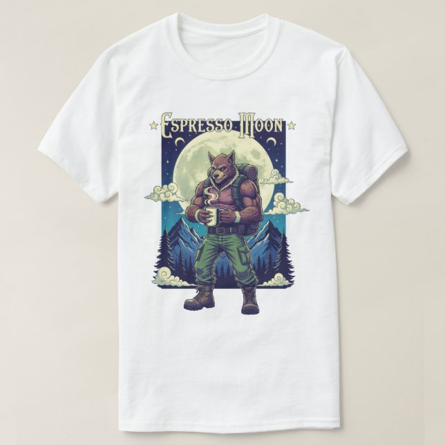 Espresso Måne varulv Coffee Camping Illustration T Shirt (Design framsida)