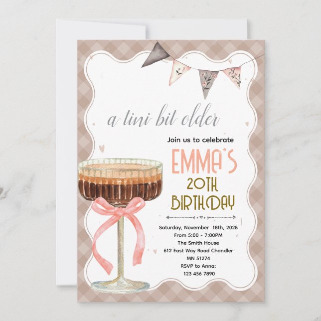 Espresso Martini birthday party invitation Inbjudningar (Framsida)