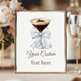 Espresso Martini Blue Coquette Bow Anpassad Skylt