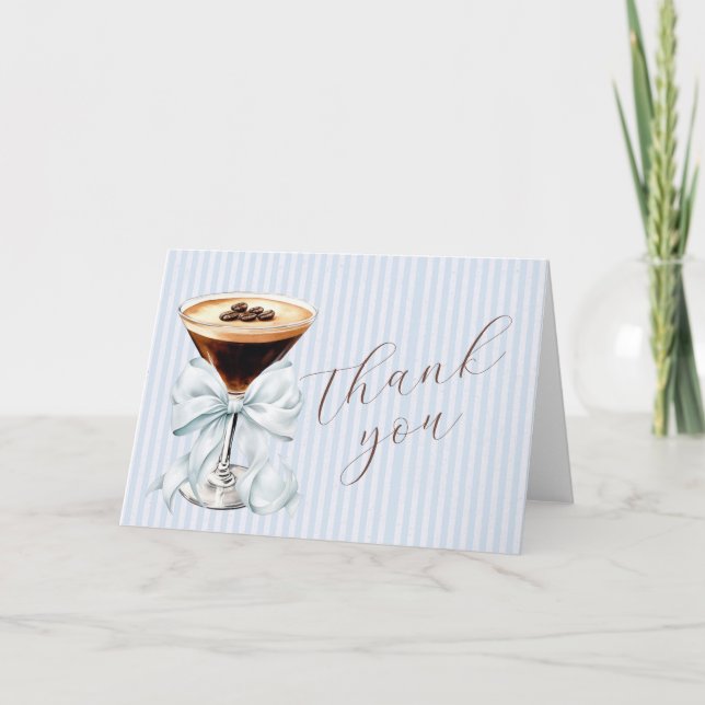 Espresso Martini Blue Coquette-slöja Tack Kort (Framsida)