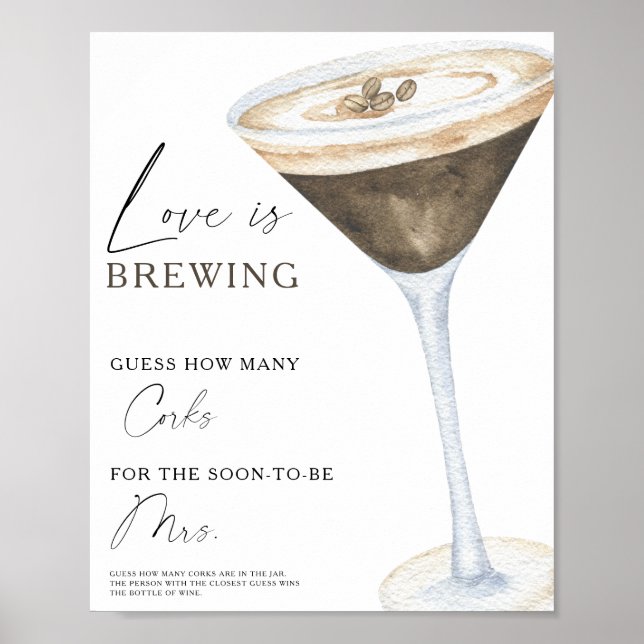 Espresso Martini Bröllopsdusch Hur Många Korkar  Poster (Framsidan)