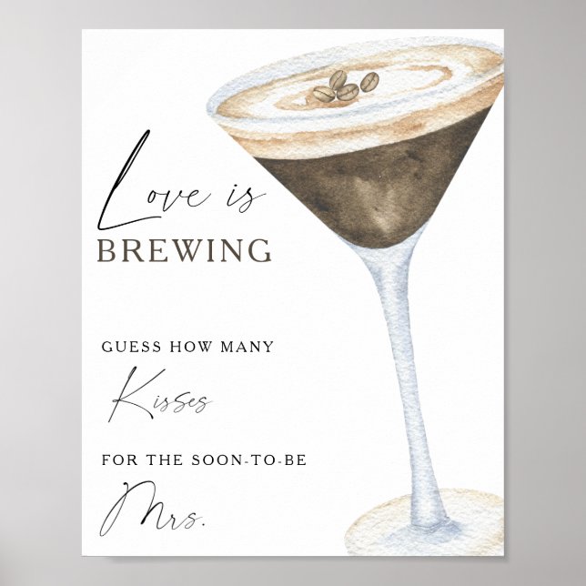 Espresso Martini Bröllopsdusch Hur många kyssar Poster (Framsidan)