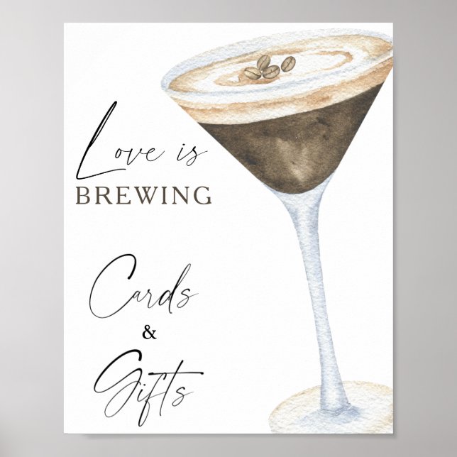 Espresso Martini Bröllopsdusch-kort och presenter Poster (Framsidan)