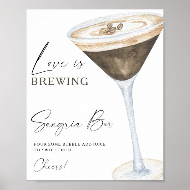 Espresso Martini Bröllopsdusch sangriabar Poster (Framsidan)