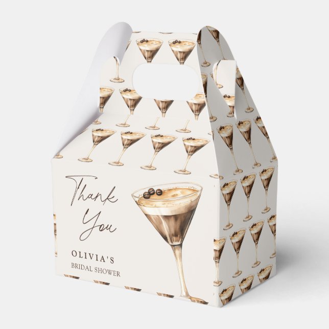 Espresso Martini Bröllopsgästfirande Tack Presentaskar (Framsidan Sidan)