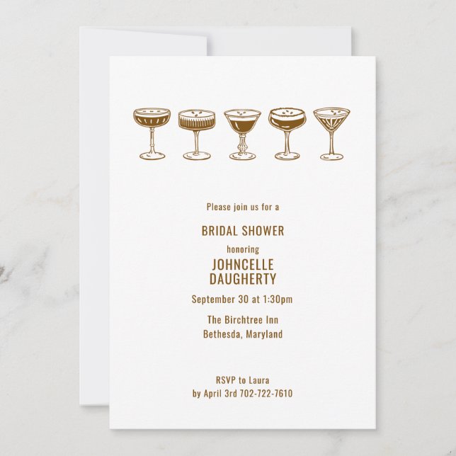 Espresso Martini Bröllopskalas med QR-kod Inbjudningar (Framsida)