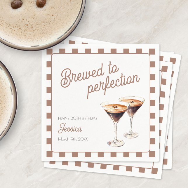 Espresso Martini Brown trettio 30års födelsedag Pa Pappersservett (Espresso Martini Brown Thirty 30th Birthday Party Napkins)