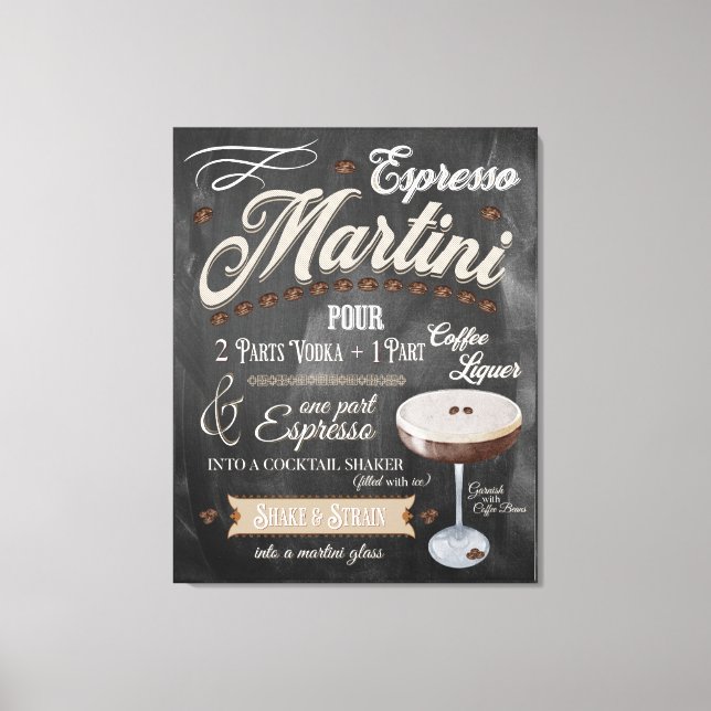 Espresso Martini Chalkboard Recipe Canvastryck (Framsida)