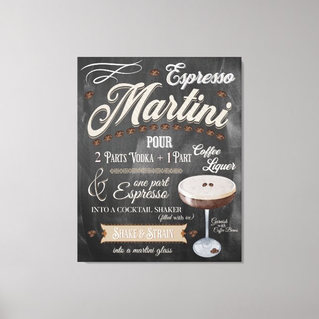 Espresso Martini Chalkboard Recipe Canvastryck (Framsida)