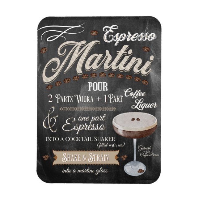 Espresso Martini Chalkboard Recipe Magnet (Vertikal)