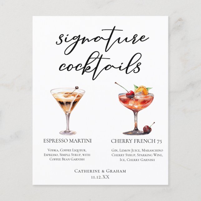Espresso Martini Cherry Fransk 75 Cocktails Menu (Framsida)