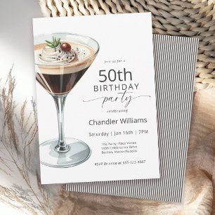 Espresso Martini Cocktail 50:e Födelsedagsfesten Inbjudningar