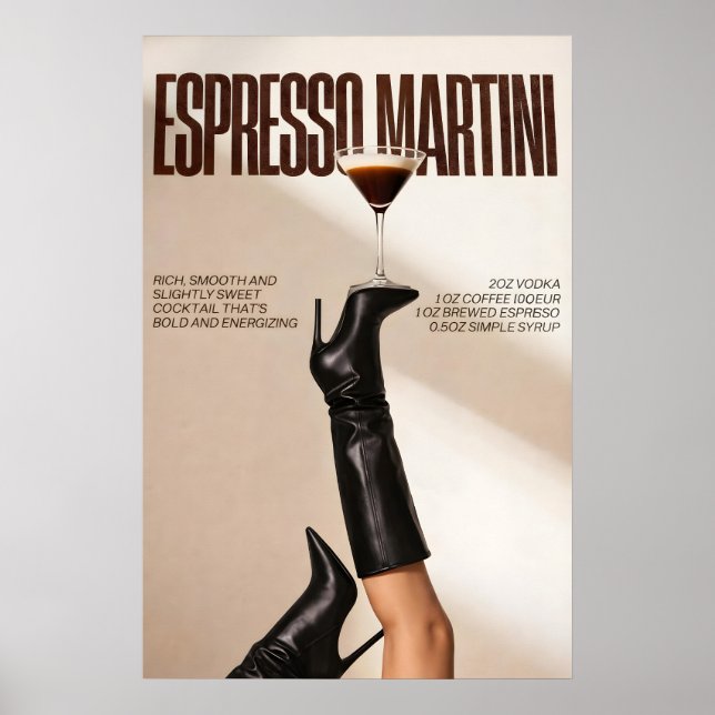 Espresso Martini Cocktail Affisch, Modern Bar, Chi Poster (Framsidan)