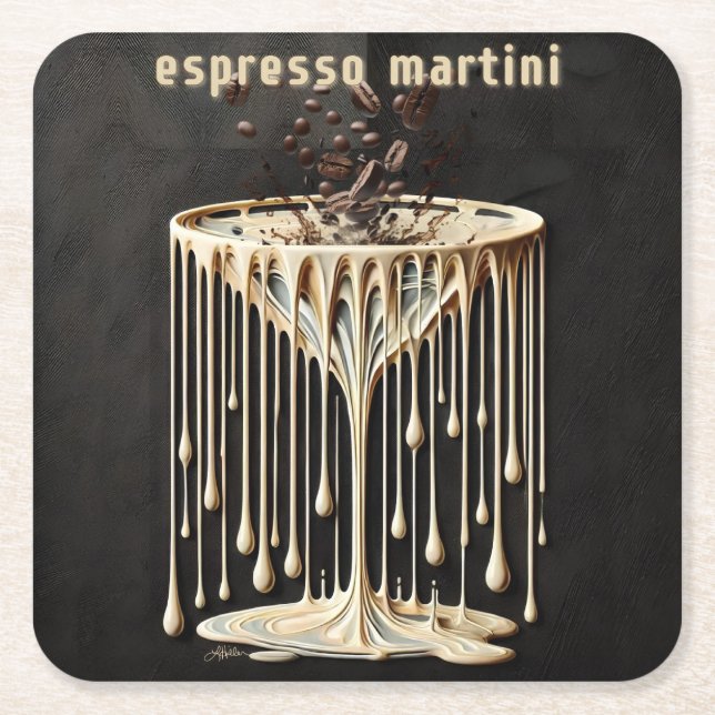 Espresso Martini Cocktail Hour Underlägg Papper Kvadrat (Framsidan)