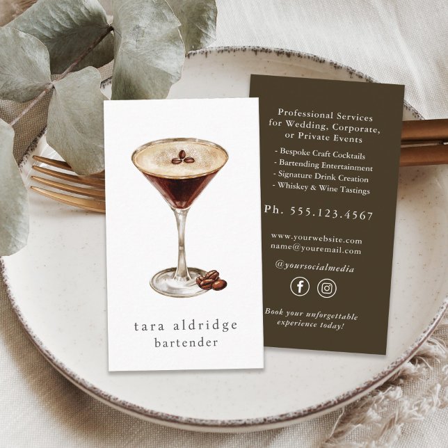 Espresso Martini Cocktail Professionell Bartender Visitkort (Skapare uppladdad)