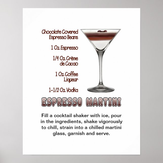 Espresso Martini Cocktail Recipe 16"x20" Poster (Framsidan)