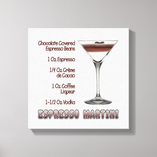 Espresso Martini Cocktail Recipe Art 12"x12" Canvastryck (Framsida)