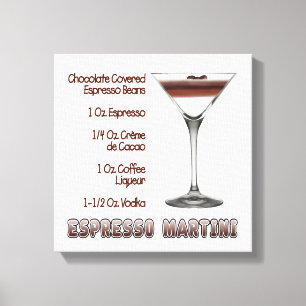 Espresso Martini Cocktail Recipe Art 12"x12" Canvastryck