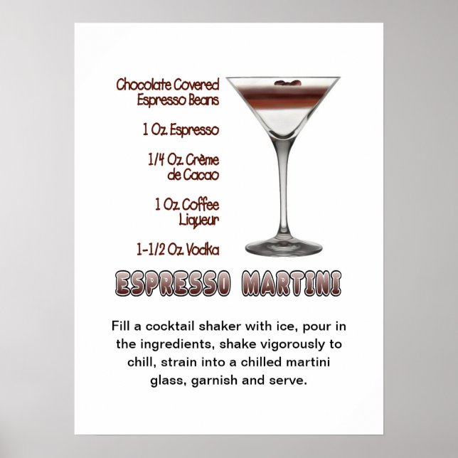 Espresso Martini Cocktail Recipe Art 18"x24" Poster (Framsidan)