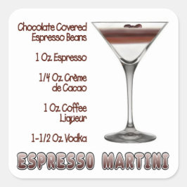 Espresso Martini Cocktail Recipe Art Fyrkantigt Klistermärke
