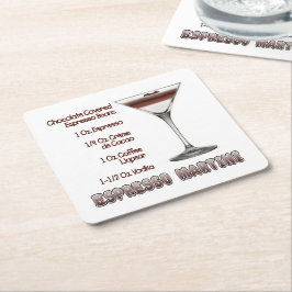 Espresso Martini Cocktail Recipe Art Underlägg Papper Kvadrat