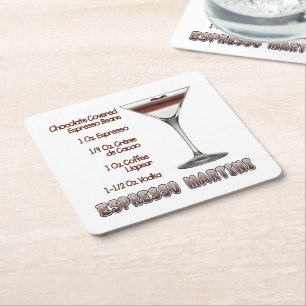 Espresso Martini Cocktail Recipe Art Underlägg Papper Kvadrat