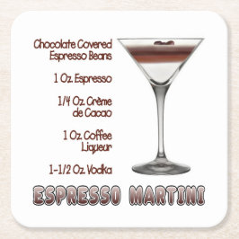 Espresso Martini Cocktail Recipe Art Underlägg Papper Kvadrat