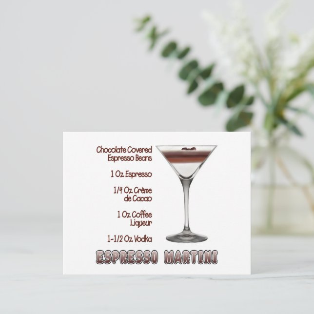 Espresso Martini Cocktail Recipe Art Vykort (Stående Fram)