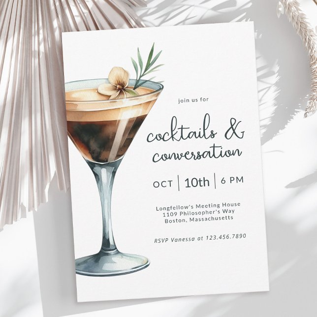 Espresso Martini Cocktails and Conversation Event Inbjudningar (Available in both printed and instant download digital formats.)