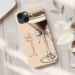 Espresso Martini Coffee Älskare Personlig Brown<br><div class="desc">Espresso Martini Coffee Älskare Personlig Brown iphone case har en mjuk brun bakgrund med en delikat linje teckning av ett espresso martini-glas som är försett med en båge på stjälken och som tillför en aning elegans och charm. Ett personlig brunt skript namn sitter stilistigt bredvid illustrationen och skapar fodral både...</div>