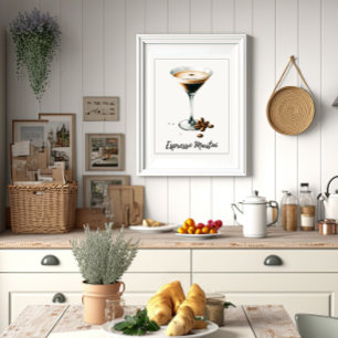 Espresso Martini Elegant Cocktail Art Print Pub Poster