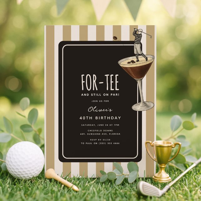 Espresso Martini Golf-tema 40-årsdag Inbjudningar (Skapare uppladdad)