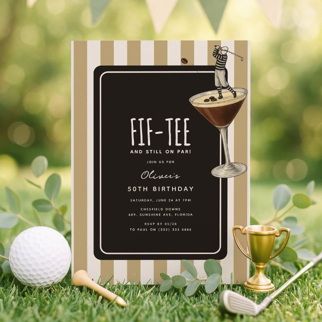 Espresso Martini Golf Themed 50th Birthday Inbjudningar (Skapare uppladdad)
