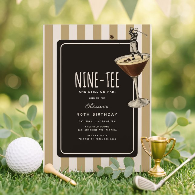 Espresso Martini Golf Themed 90th Birthday Inbjudningar (Skapare uppladdad)