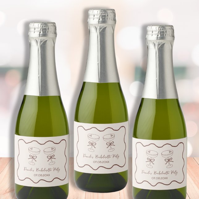 Espresso Martini Hand plockade Bachelorette Party (Espresso Martini Hand Drawn Bachelorette Party Sparkling Wine Label)