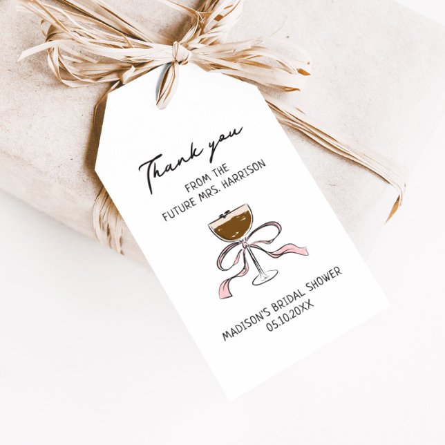 Espresso Martini Handritad Bröllopsdusch Presentetikett (Skapare uppladdad)