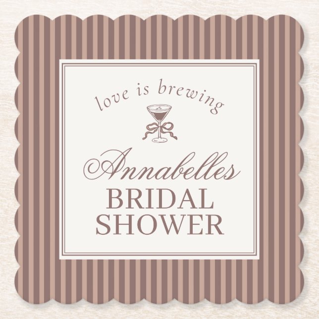 Espresso Martini Kärlek Bryggt Kaffe Bröllopsdusch Underlägg Papper (Framsida)