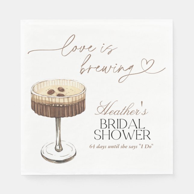 Espresso Martini Love Is Brewing Bridal Shower  Pappersservett (Framsidan)