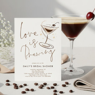 Espresso Martini Love is Brewing Bröllopsdusch Inbjudningar