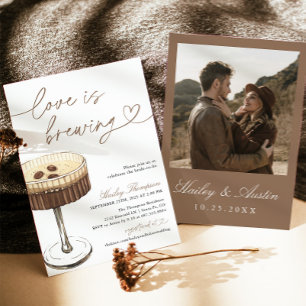 Espresso Martini Love Is Brewing Bröllopsdusch Inbjudningar