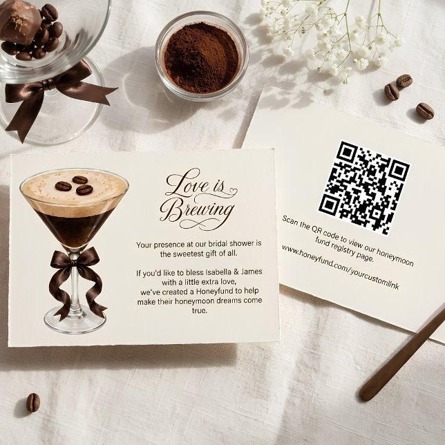 Espresso Martini Love Is Brewing Bröllopsresefond Tilläggskort (Espresso Martini Love Is Brewing Honeymoon Fund Enclosure Card)