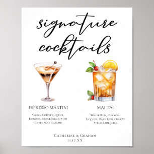 Espresso Martini Mai Tai Cocktails Bröllop Menu Poster