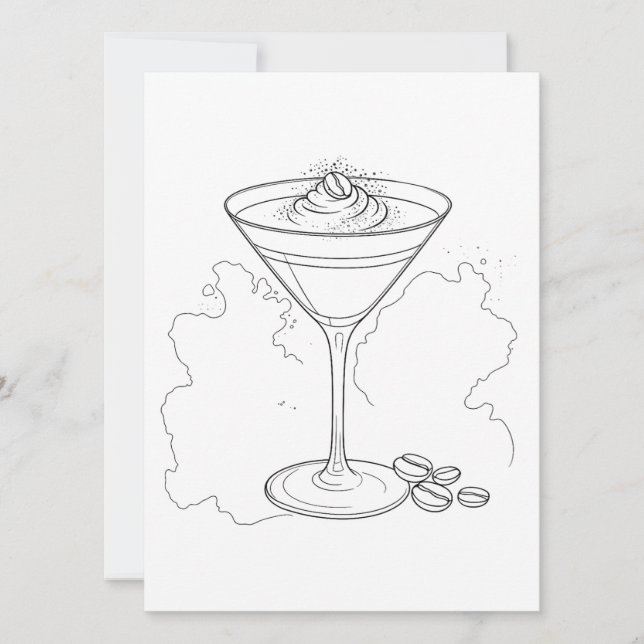 Espresso Martini Måla och Dricka Bilder Inbjudningar (Framsida)