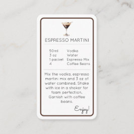 Espresso Martini Mini Cocktail Recipe Card Tilläggskort