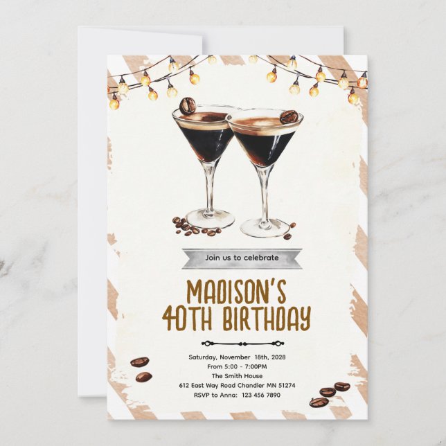 Espresso Martini party invitation Inbjudningar (Framsida)