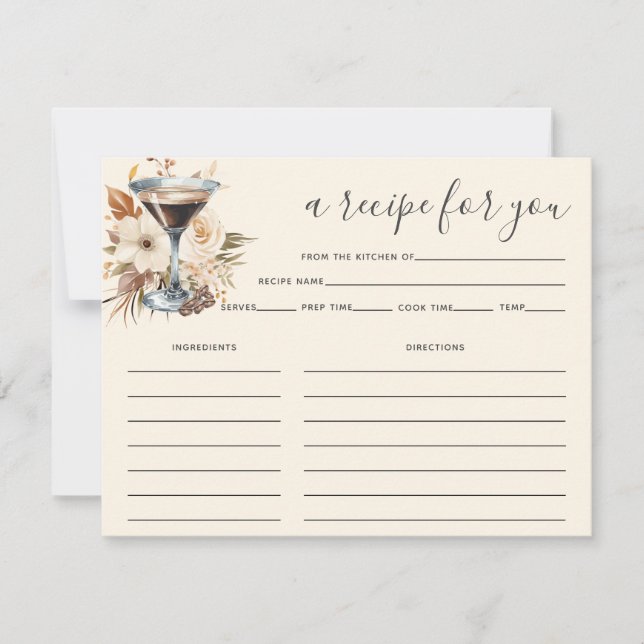 Espresso Martini Recept Card-Möhippa Inbjudningar (Framsida)