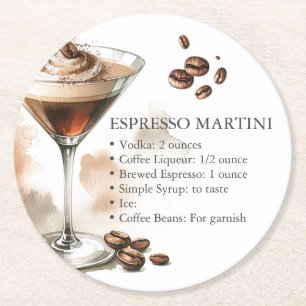 Espresso Martini Recept Underlägg Papper Rund