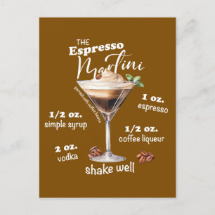 Espresso Martini Recipe Cocktail Illustration Vykort